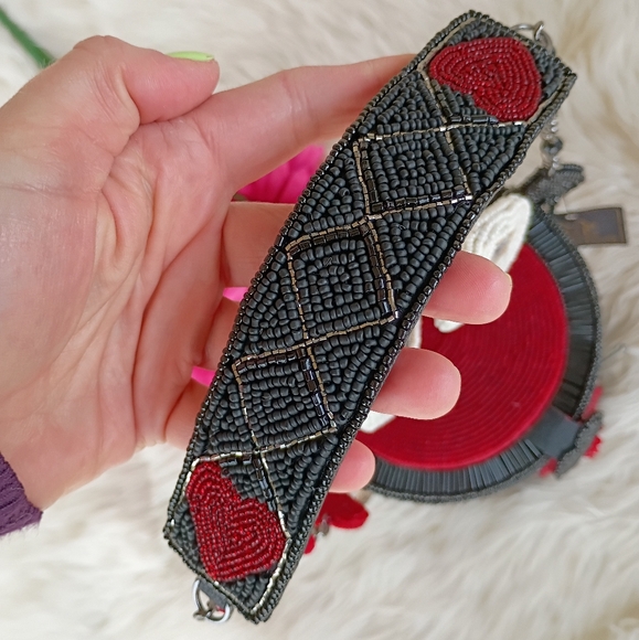 Mary Frances Red Black Hat Trick Beaded Magician's Rabbit In A Hat Novelty Bag - Picture 11 of 16